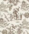 Seabrook Designs Chinoiserie Linen Hickory Smoke Fabric