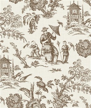 Seabrook Designs Chinoiserie Linen Hickory Smoke Fabric