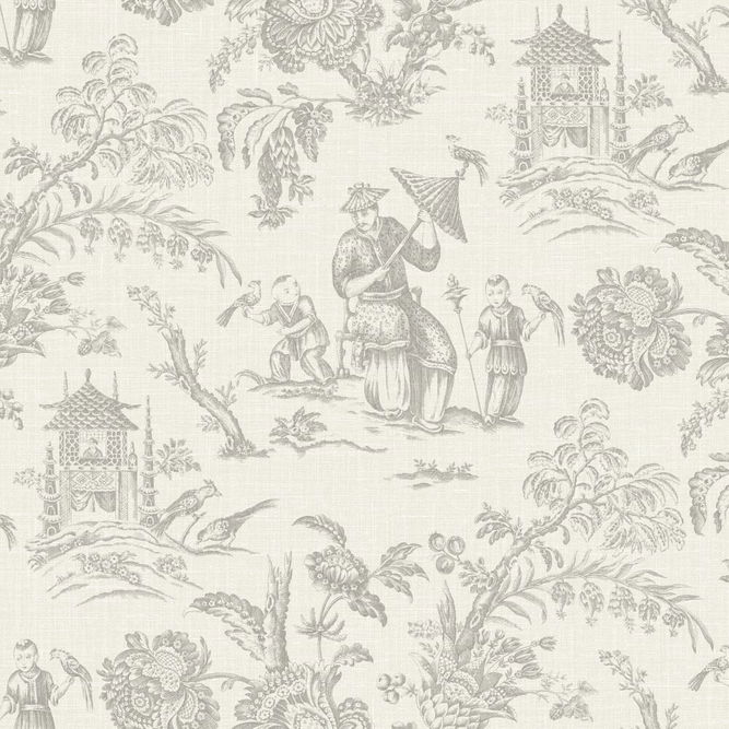 Seabrook Designs Chinoiserie Linen French Grey Fabric