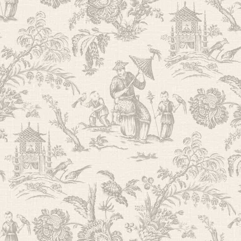 Seabrook Designs Chinoiserie Linen French Grey Fabric
