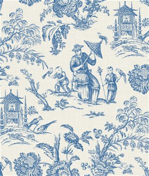 LIGHT BLUE BROWN French Toile Print Cotton Flannel Fabric (45 in.) Sol –  handtfabrics
