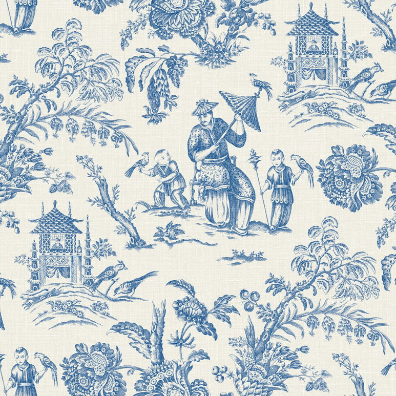 Seabrook Designs Chinoiserie Linen Denim Wash Fabric