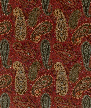 Mulberry Peregrine Paisley Velvet Teal/Red Fabric