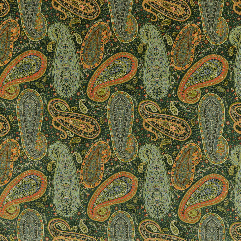 Mulberry Peregrine Paisley Velvet Emerald Fabric