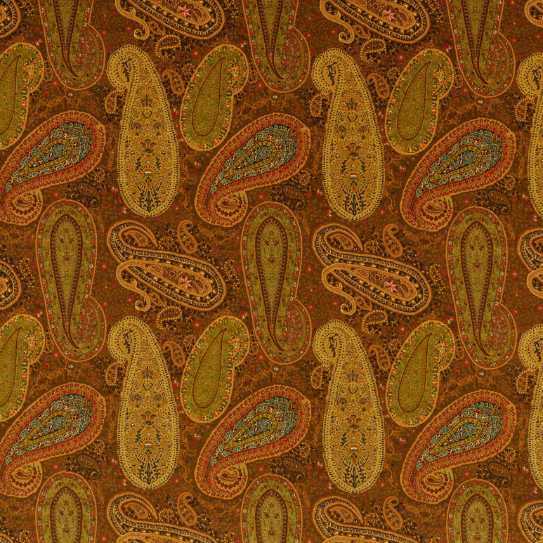 Mulberry Peregrine Paisley Velvet Spice Fabric