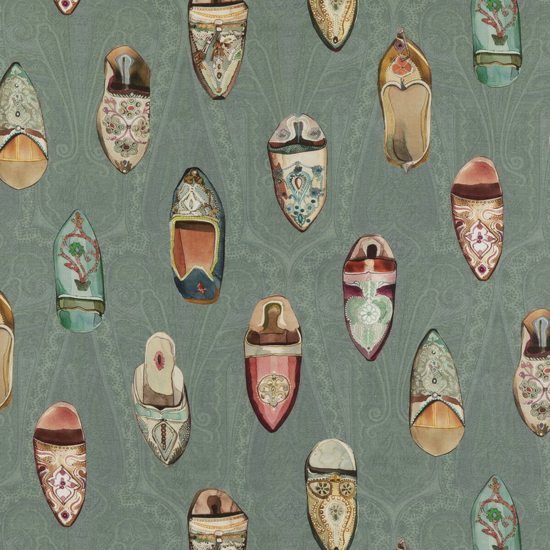 Mulberry Babouches Teal Fabric