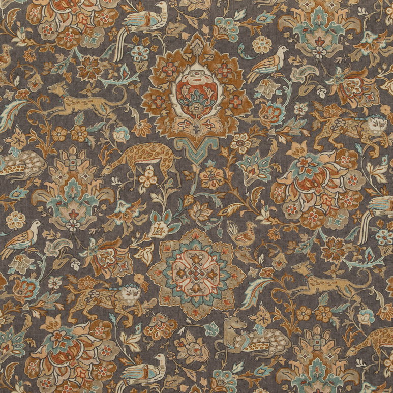 Mulberry Wild Things Woodsmoke Fabric