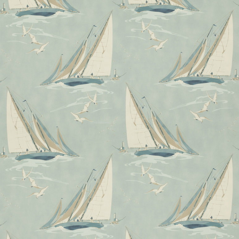 Mulberry Round The Island Blue Fabric
