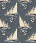 Mulberry Round The Island Indigo Fabric