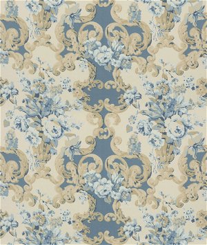 Mulberry Floral Rococo Blue Fabric