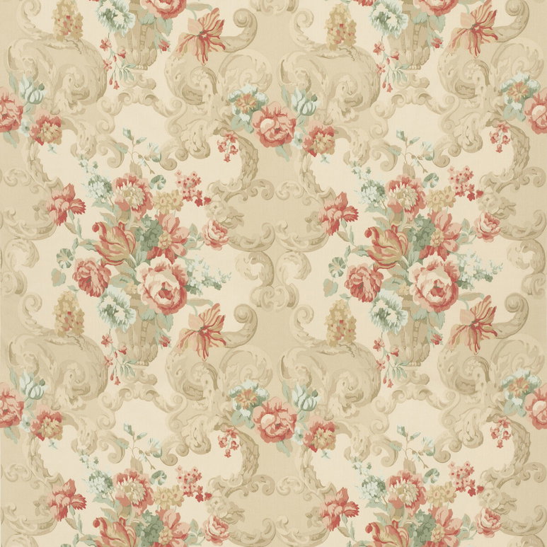 Mulberry Floral Rococo Lovat/Red Fabric