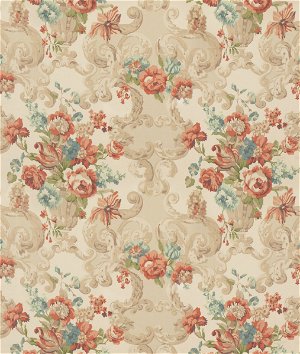 Mulberry Floral Rococo Red/Green Fabric