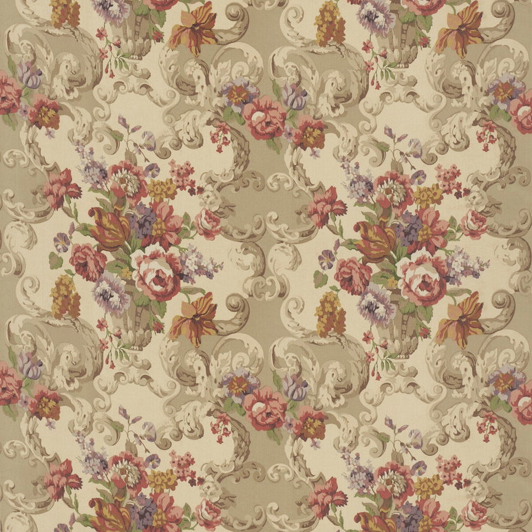 Mulberry Floral Rococo Red/Plum Fabric