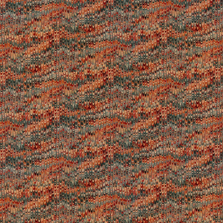 Mulberry End Paper Velvet Teal/Spice Fabric