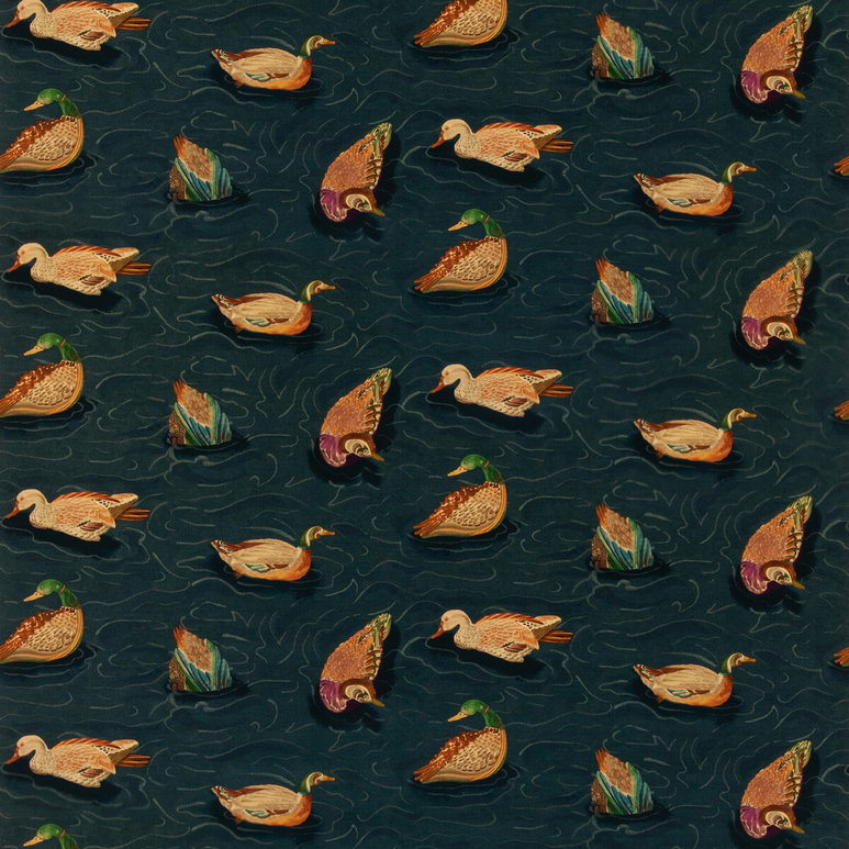 Mulberry Duck Pond Velvet Indigo Fabric