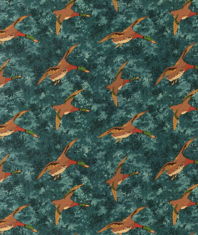 Mulberry Forest Ducks Velvet Teal Fabric