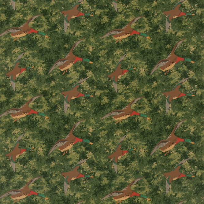 Mulberry Forest Ducks Velvet Emerald Fabric
