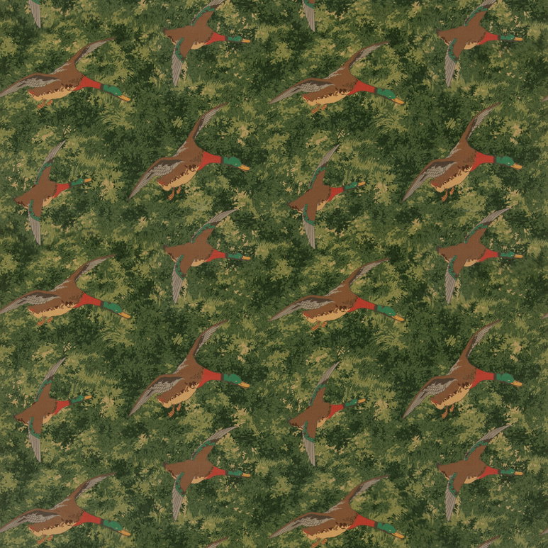 Mulberry Forest Ducks Velvet Emerald Fabric