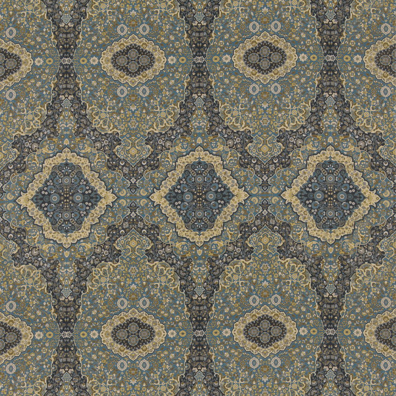 Mulberry Woodland Paisley Indigo Fabric