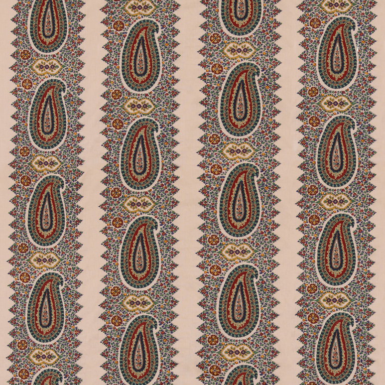Mulberry Paisley Stripe Indigo/Red Fabric