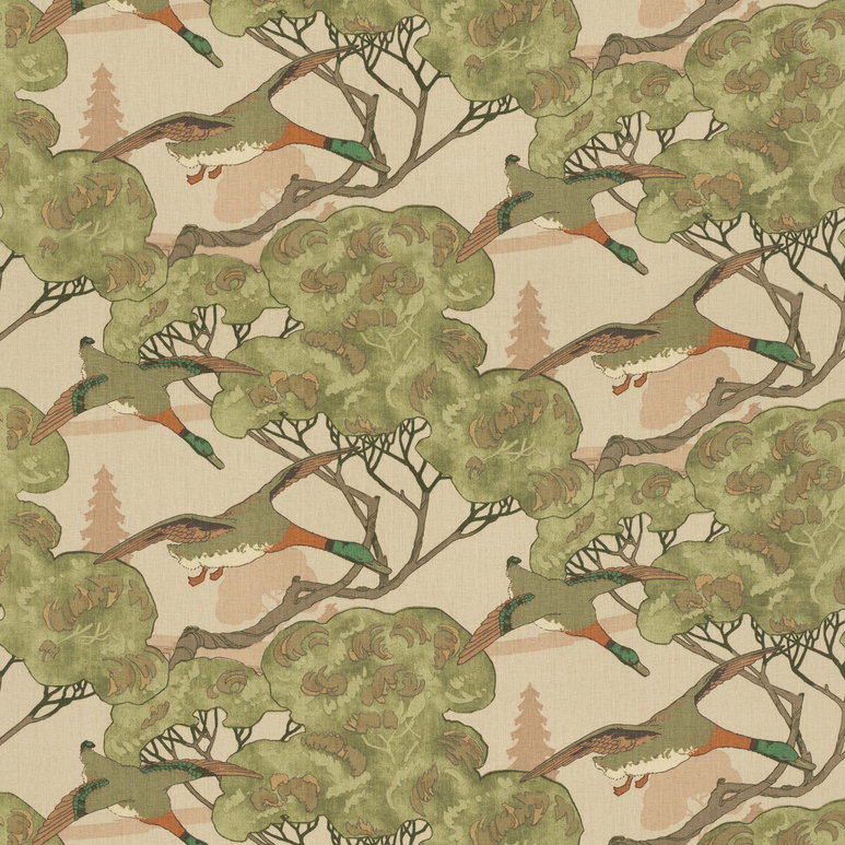 Mulberry Flying Ducks Plaster Fabric