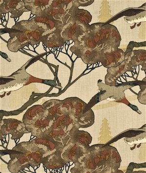 Mulberry Flying Ducks Stone/Brown Fabric