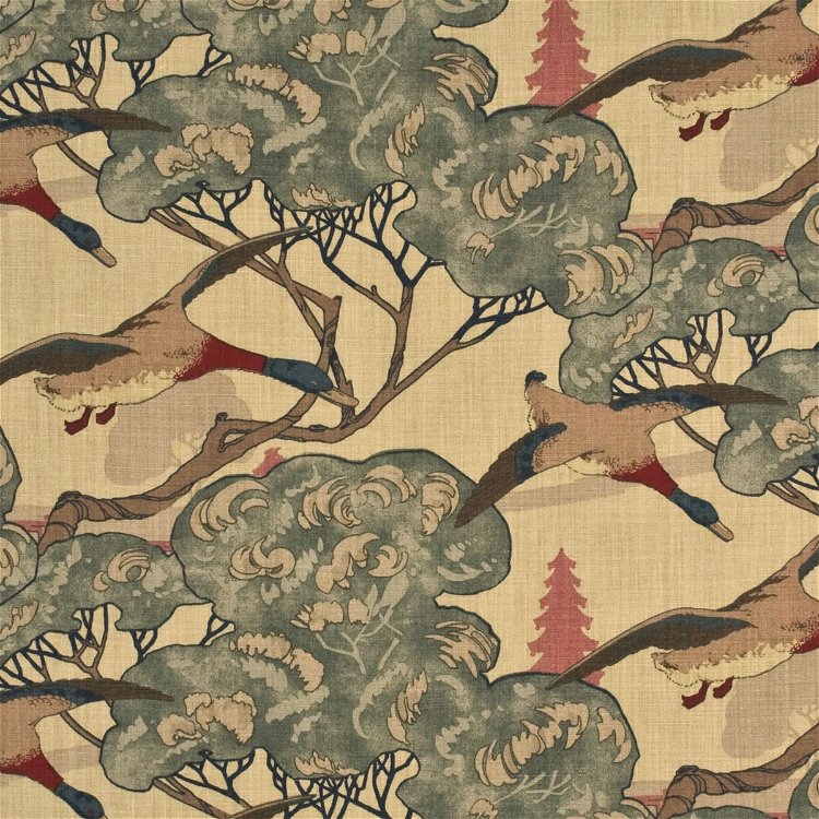 Mulberry Flying Ducks Camel/Grey Fabric