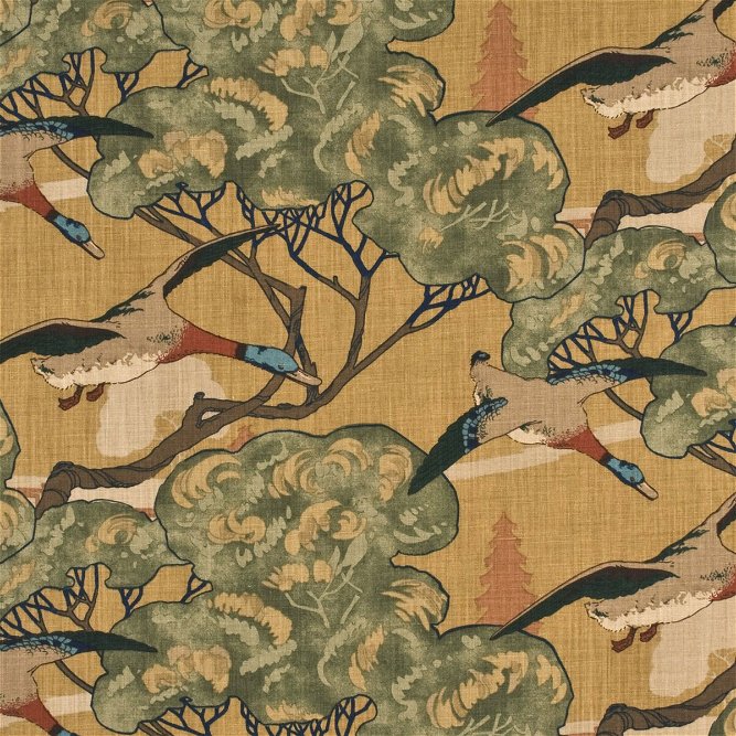 Mulberry Flying Ducks Sand Fabric