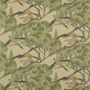 Mulberry Flying Ducks Emerald Fabric