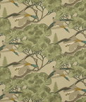 Mulberry Flying Ducks Emerald Fabric
