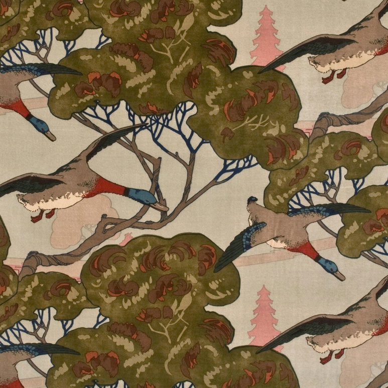 Mulberry Flying Ducks Velvet Sky Fabric