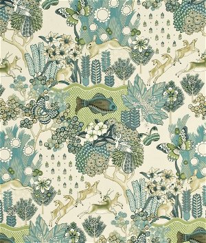 Mulberry Glendale Teal/Leaf Fabric
