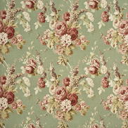 Mulberry Vintage Floral Coral/Sage Fabric