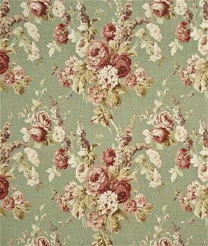 Mulberry Vintage Floral Coral/Sage Fabric