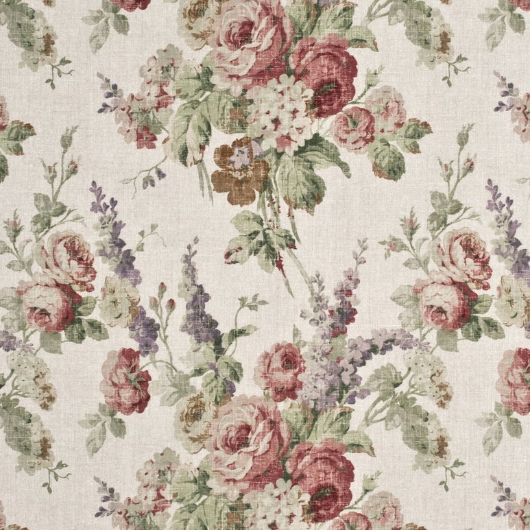 Mulberry Vintage Floral Rose/Green Fabric