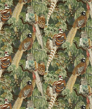 Mulberry Game Birds Velvet Forest Fabric