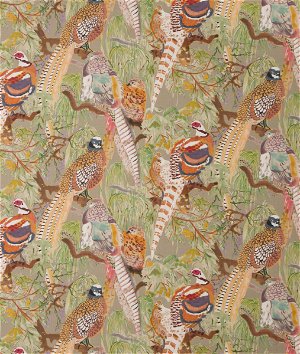 Mulberry Game Birds Linen Stone/Multi Fabric