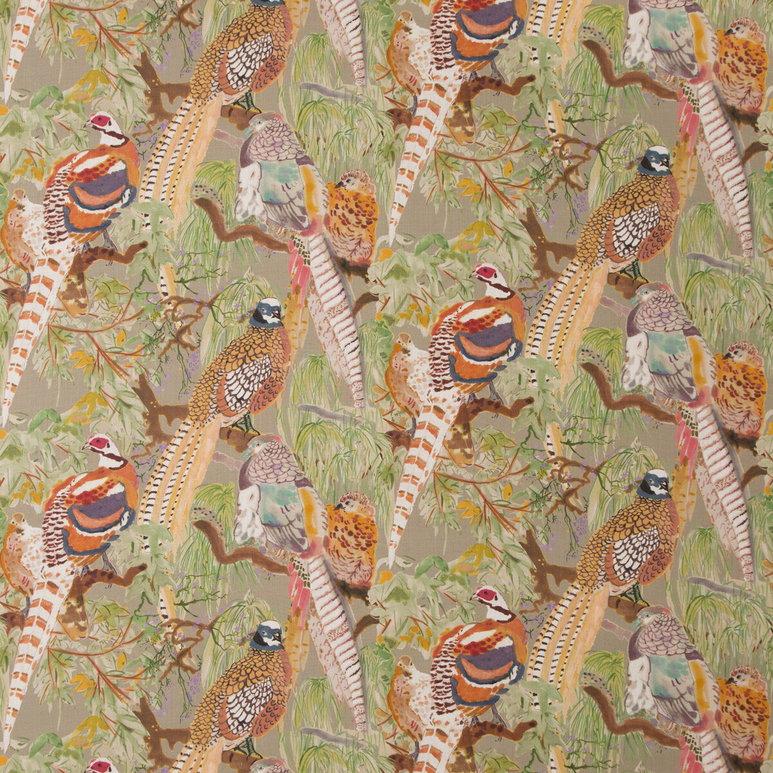 Mulberry Game Birds Linen Stone/Multi Fabric
