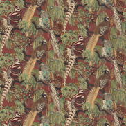 Mulberry Game Birds Linen Red/Plum Fabric