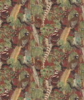 Mulberry Game Birds Linen Red/Plum Fabric
