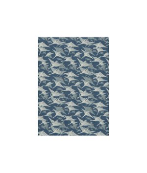 Mulberry Wild Geese Linen Indigo Fabric