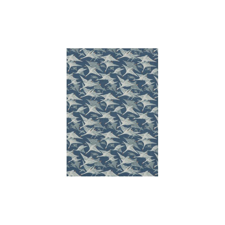 Mulberry Wild Geese Linen Indigo Fabric
