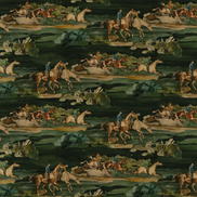 Mulberry Morning Gallop Velvet Teal Fabric