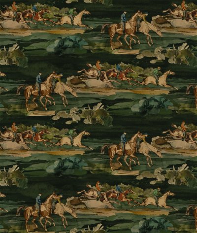 Mulberry Morning Gallop Velvet Teal Fabric