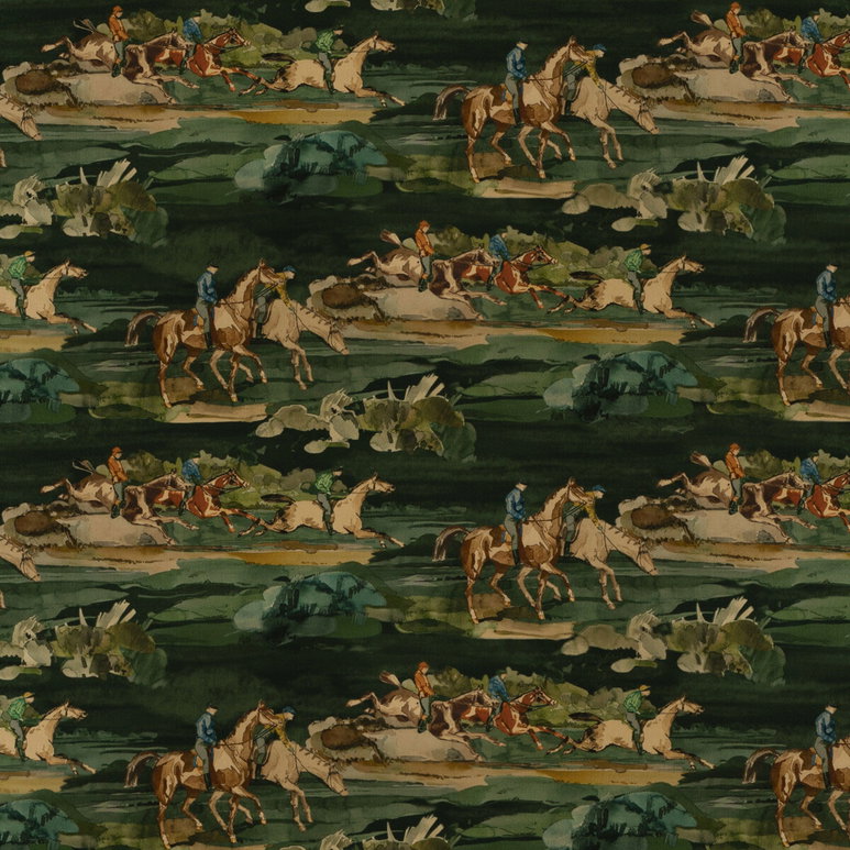 Mulberry Morning Gallop Velvet Teal Fabric