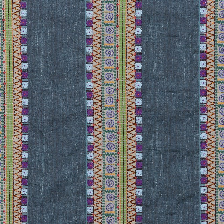 Mulberry Bedouin Stripe Indigo Fabric