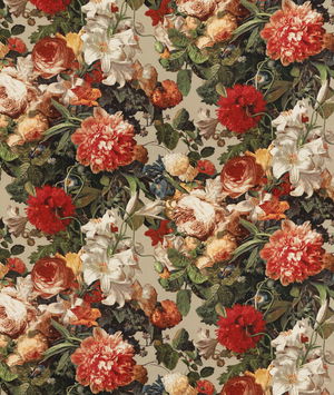 Mulberry Floral Pompadour Spice Fabric