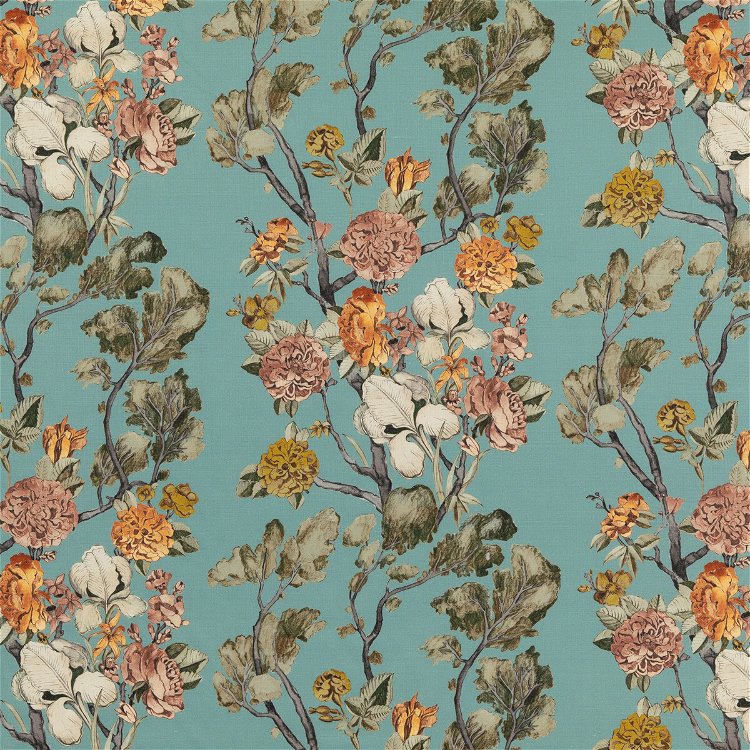 Mulberry Wild Side Teal Fabric