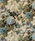 Mulberry Floral Pompadour Velvet Sage Fabric
