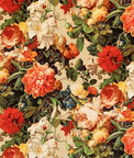 Mulberry Floral Pompadour Velvet Spice Fabric